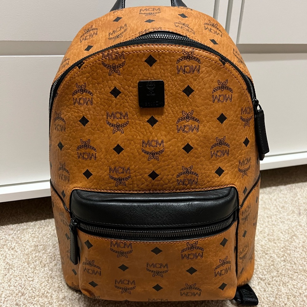 MCM Stark Small Logo Zip Backpack